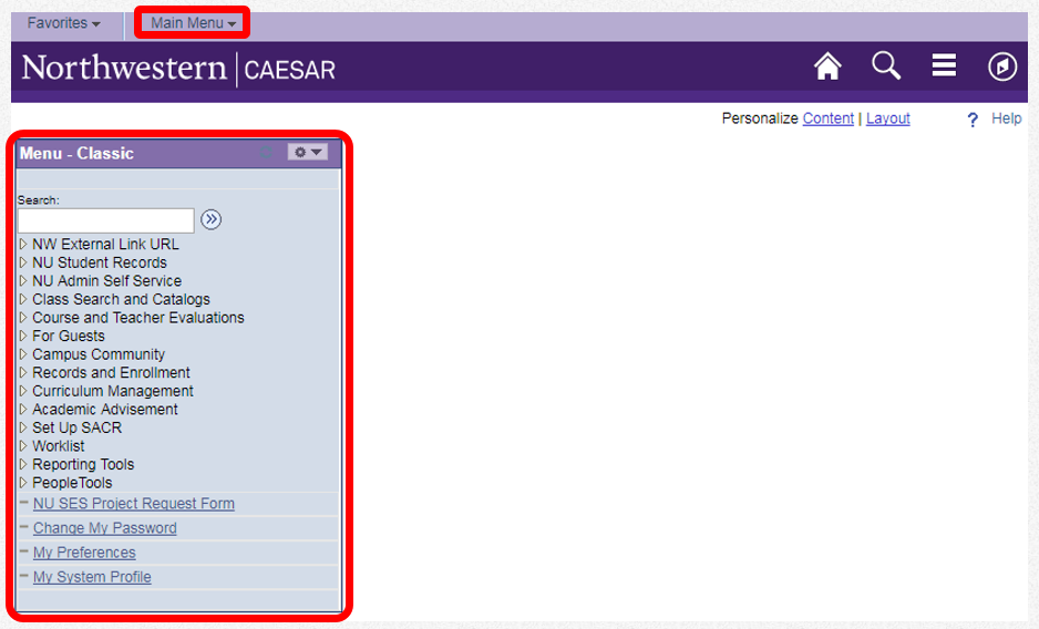 Navigating CAESAR Student Enterprise Systems Northwestern University